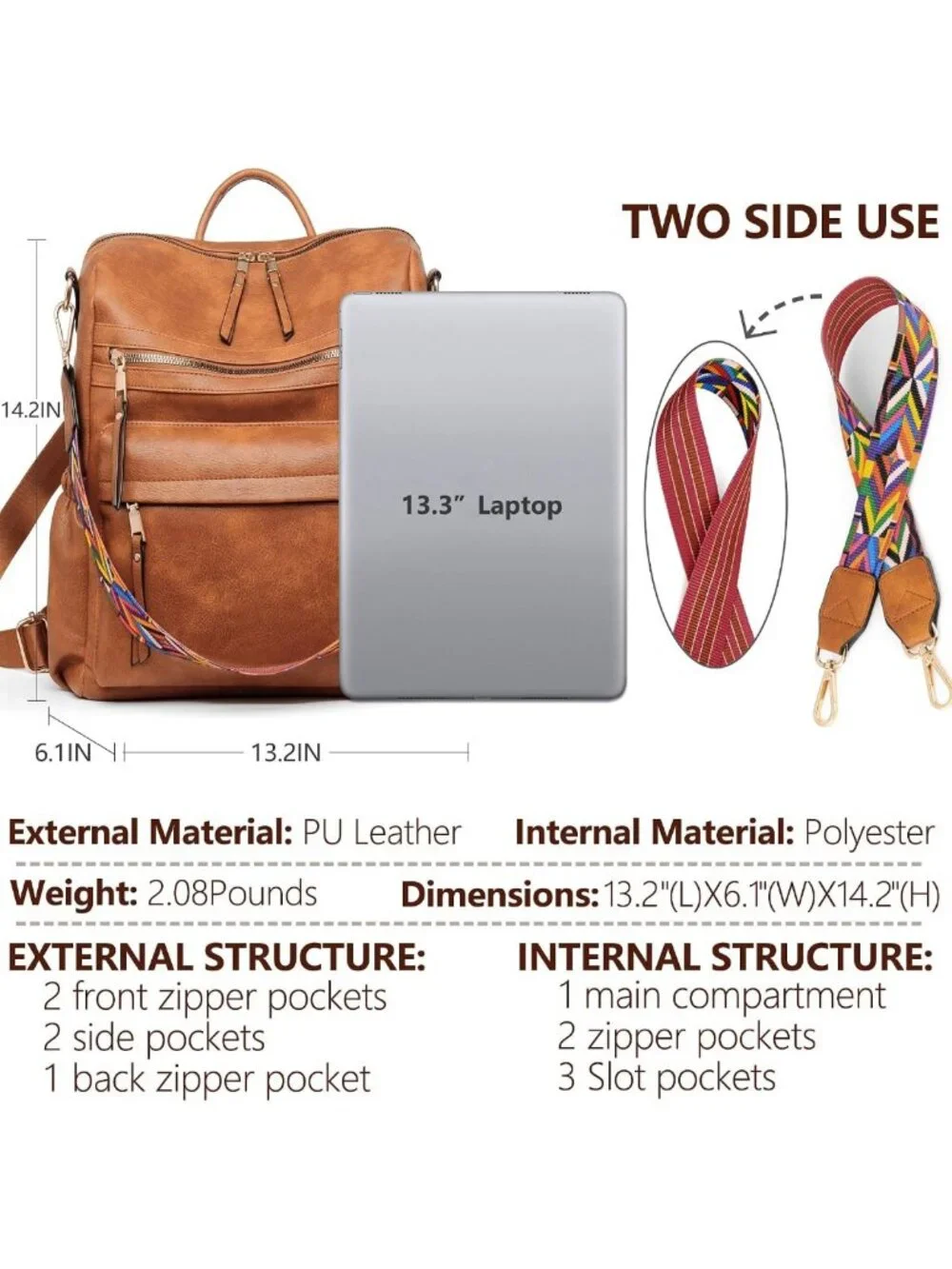 Stylish Leather Backpack Purse for Women | Travel Fashion Bag & Shoulder Tote